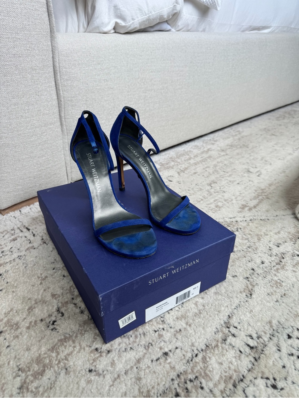 Stuart Weitzman Cobalt Blue Suede Ankle-Strap Heels